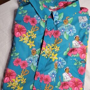 RSVLTS The Office Stanley Hudson Florida Stanley Kunuflex Shirt 4XL Teal Floral